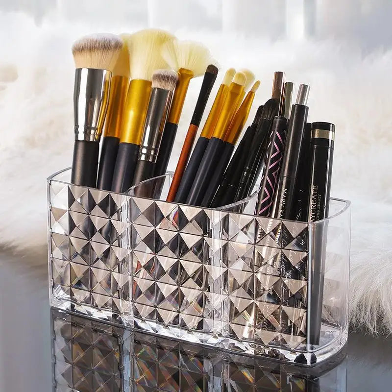 Acrylic Makeup Holder – Clear Lipstick & Brush Storage