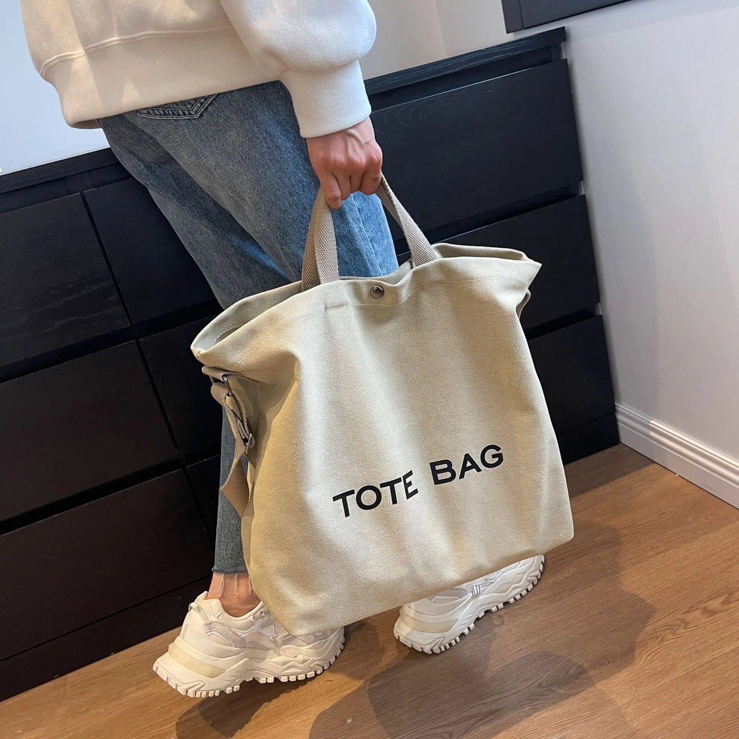 Thickened Canvas Tote – Large Shoulder Bag for Women