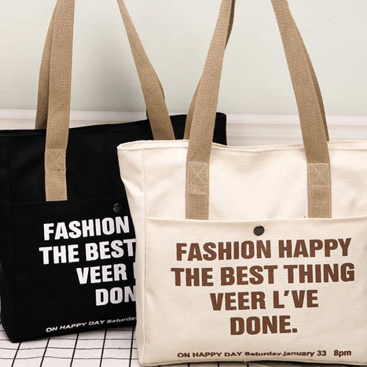 Thickened Canvas Tote – Large Shoulder Bag for Women