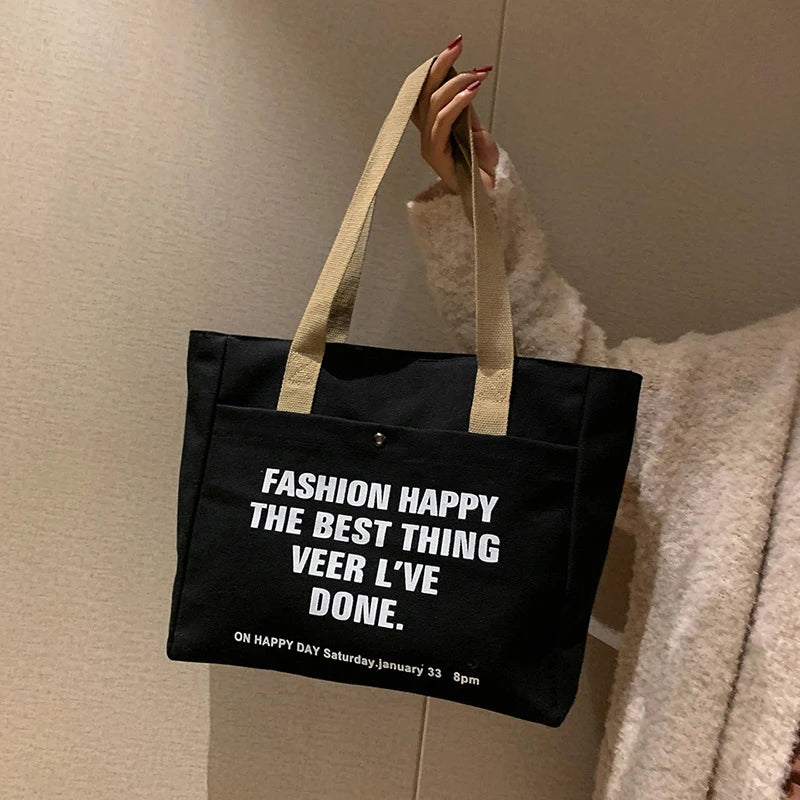 Thickened Canvas Tote – Large Shoulder Bag for Women