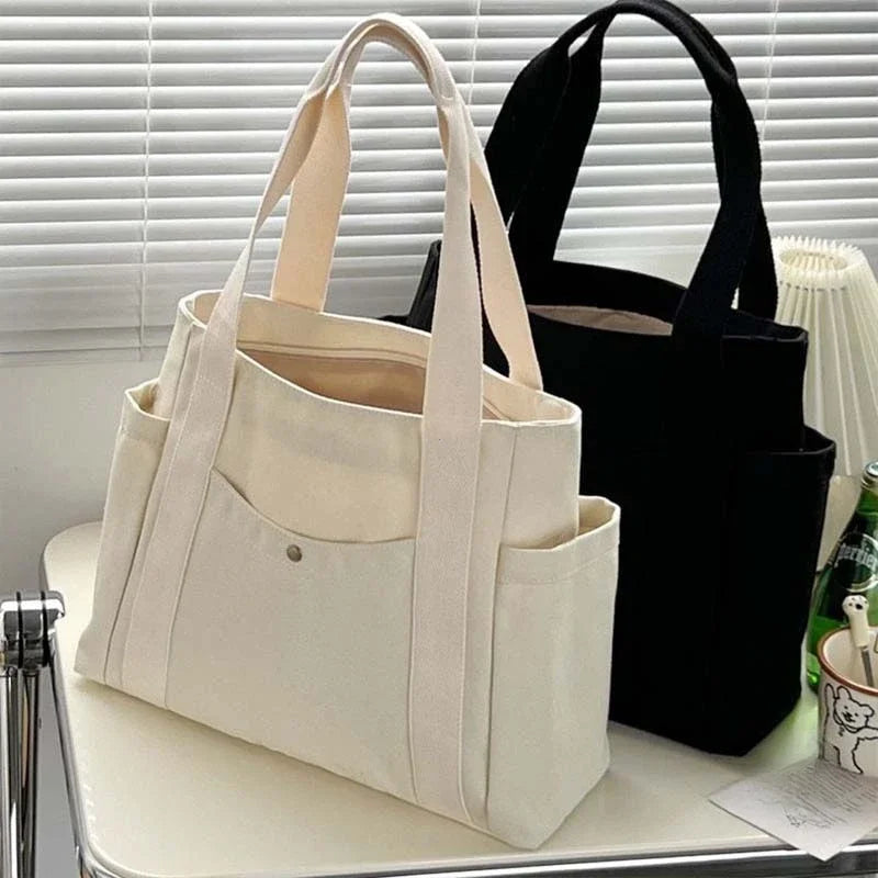 Large Canvas Tote – Work, College, & Commuting Shoulder Bag