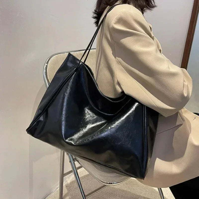 Women’s PU Leather Tote – Retro Crossbody, Large Bag