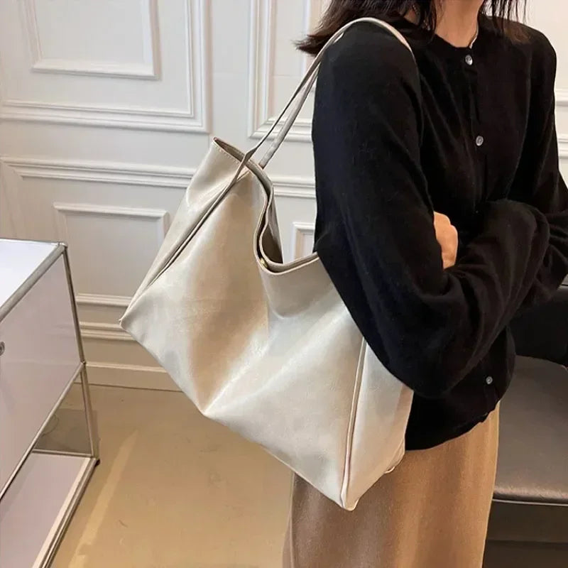 Women’s PU Leather Tote – Retro Crossbody, Large Bag