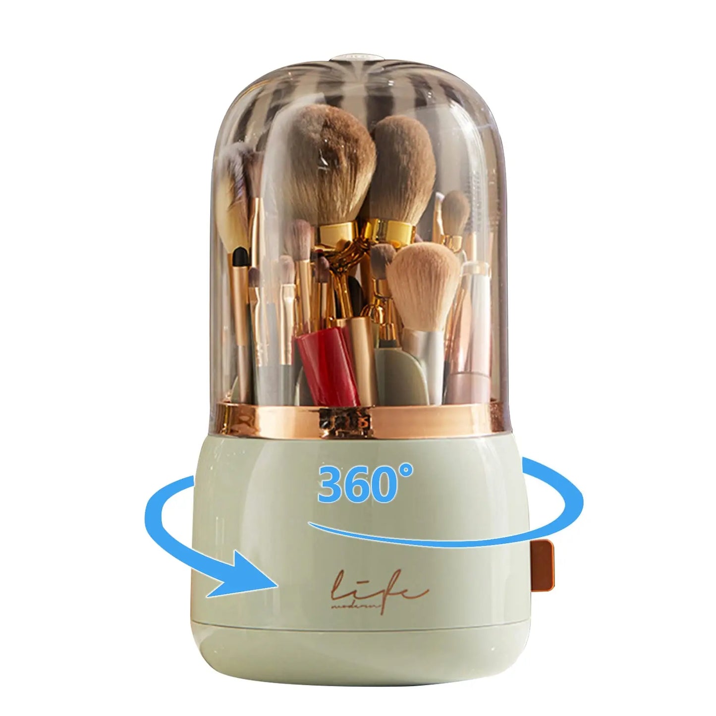 Makeup Brush Organizer – 360° Rotating, Dustproof