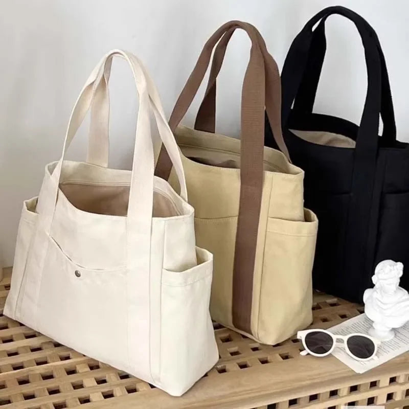 Large Canvas Tote – Work, College, & Commuting Shoulder Bag