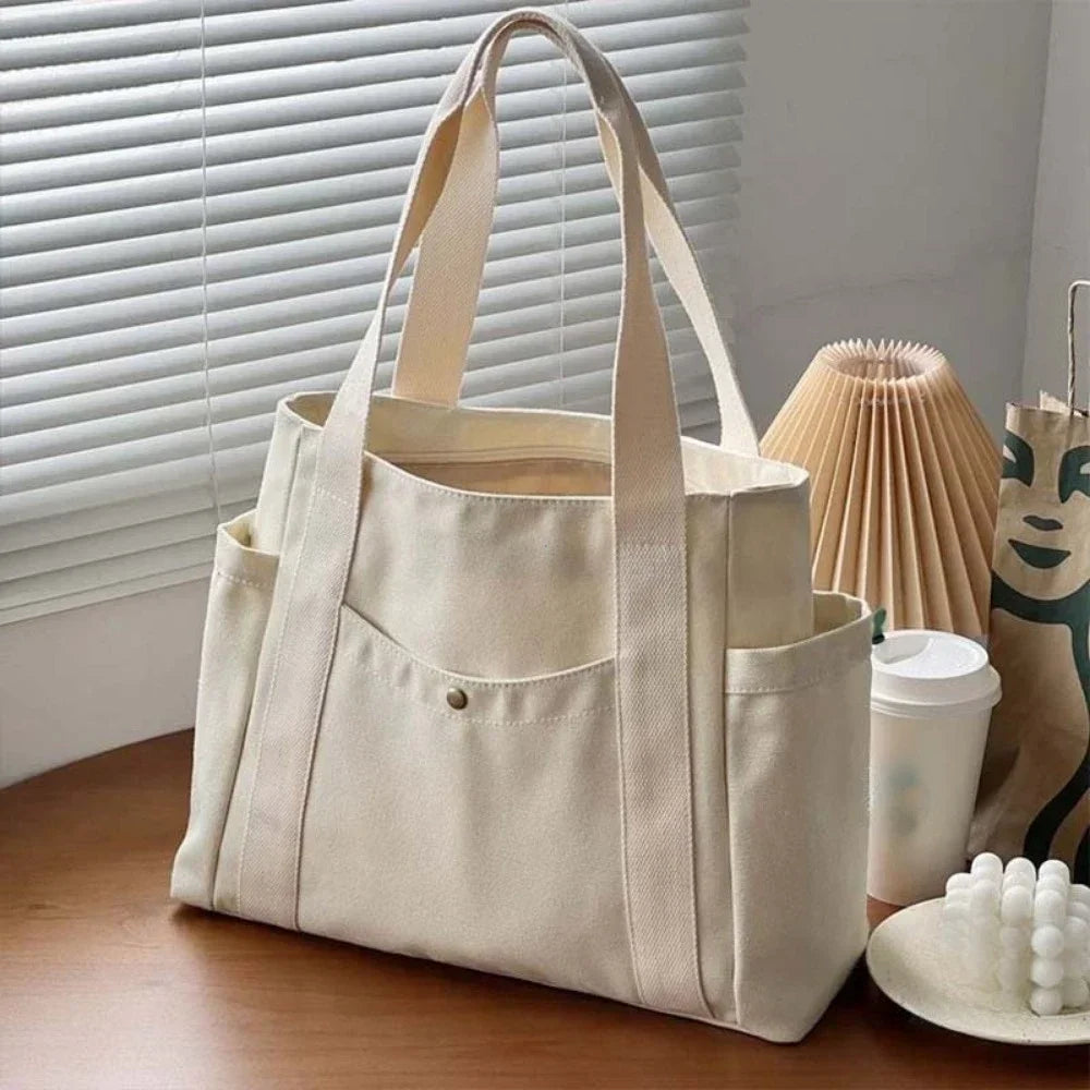Large Canvas Tote – Work, College, & Commuting Shoulder Bag