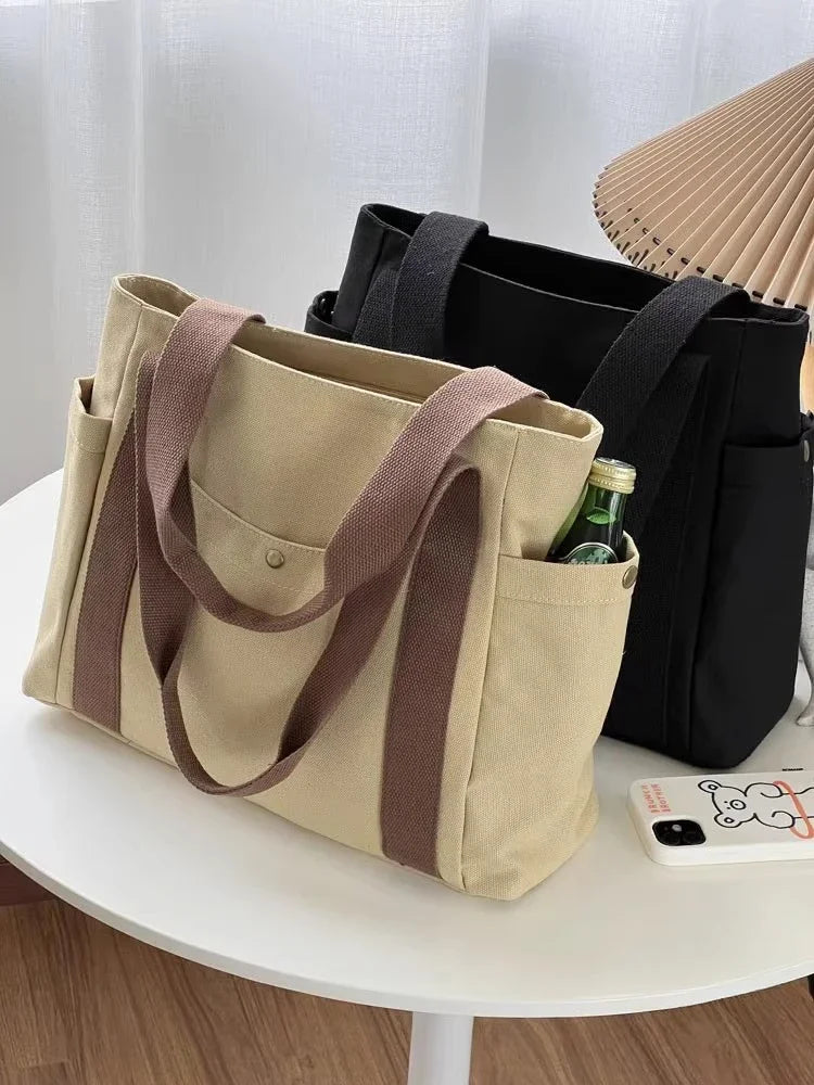 Large Canvas Tote – Work, College, & Commuting Shoulder Bag