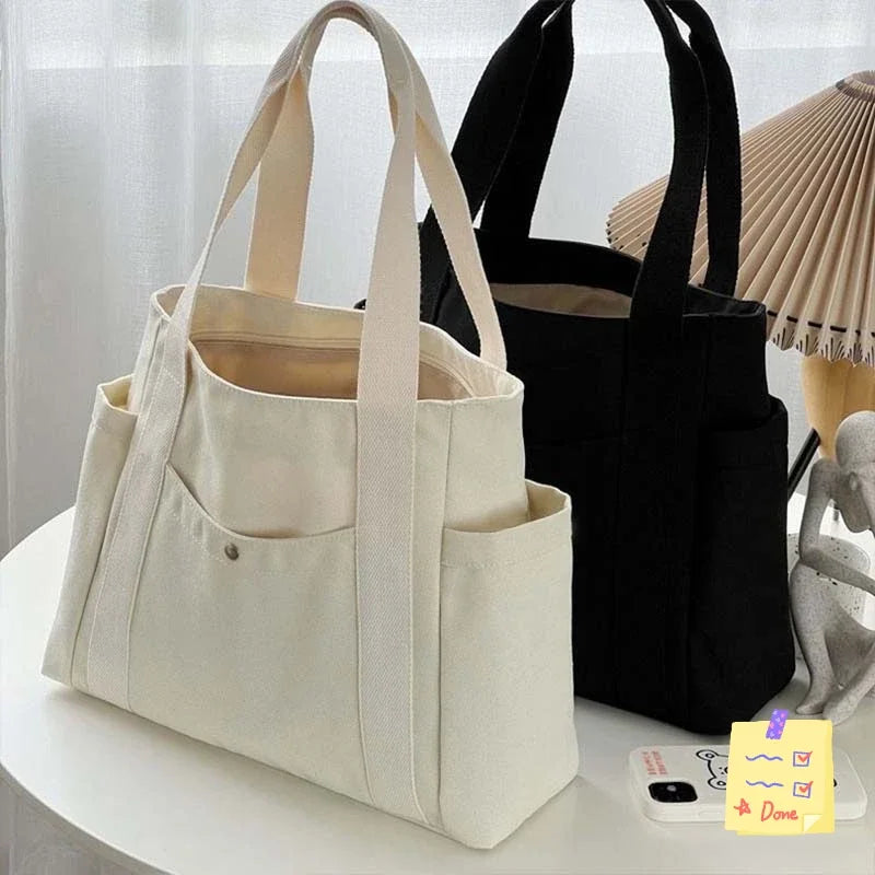Large Canvas Tote – Work, College, & Commuting Shoulder Bag
