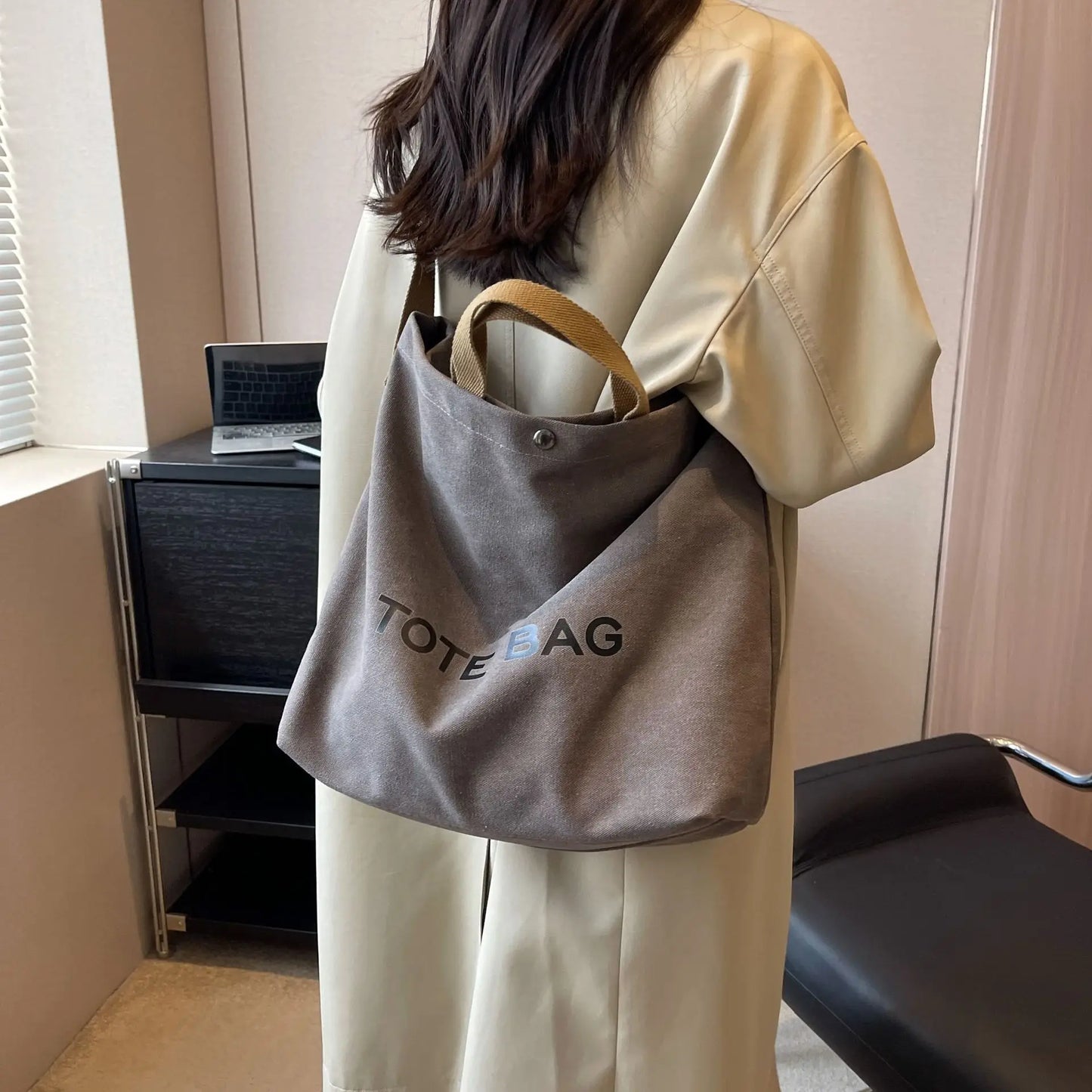 Thickened Canvas Tote – Large Shoulder Bag for Women