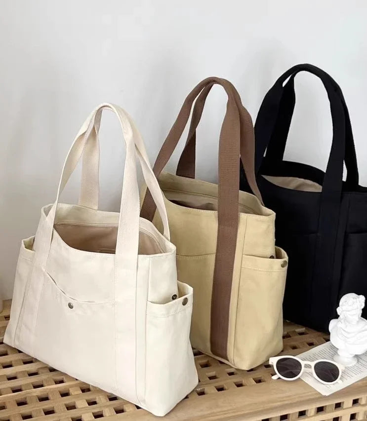 Large Canvas Tote – Work, College, & Commuting Shoulder Bag