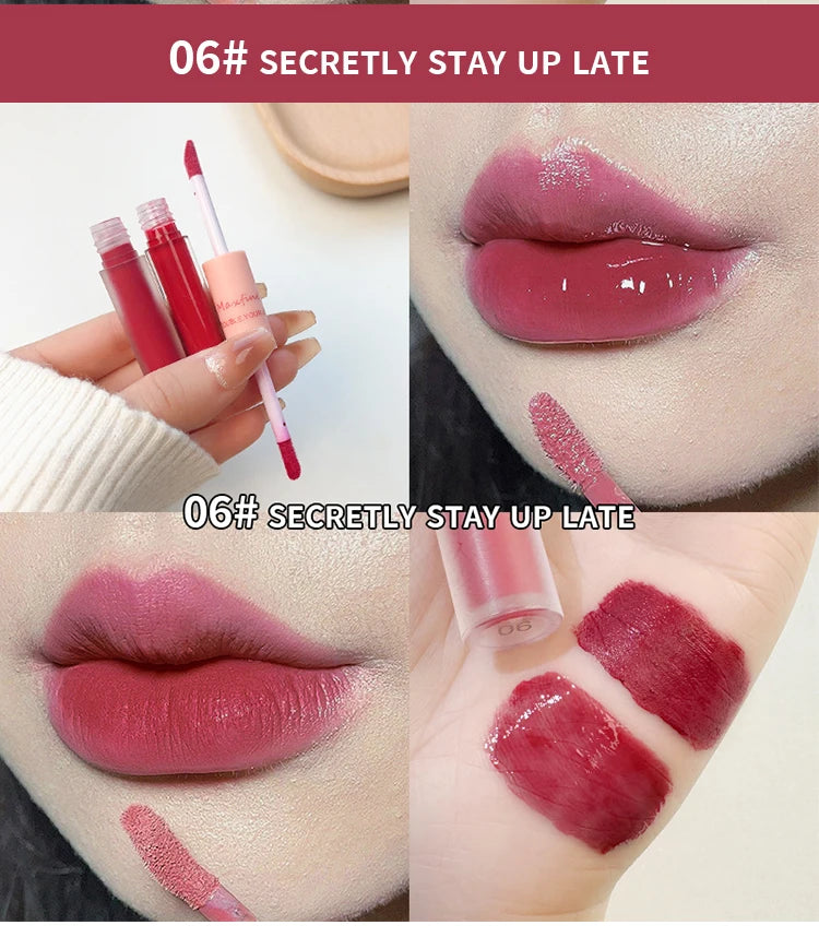 2-in-1 Lip Gloss – Velvet Matte + Glossy Glow