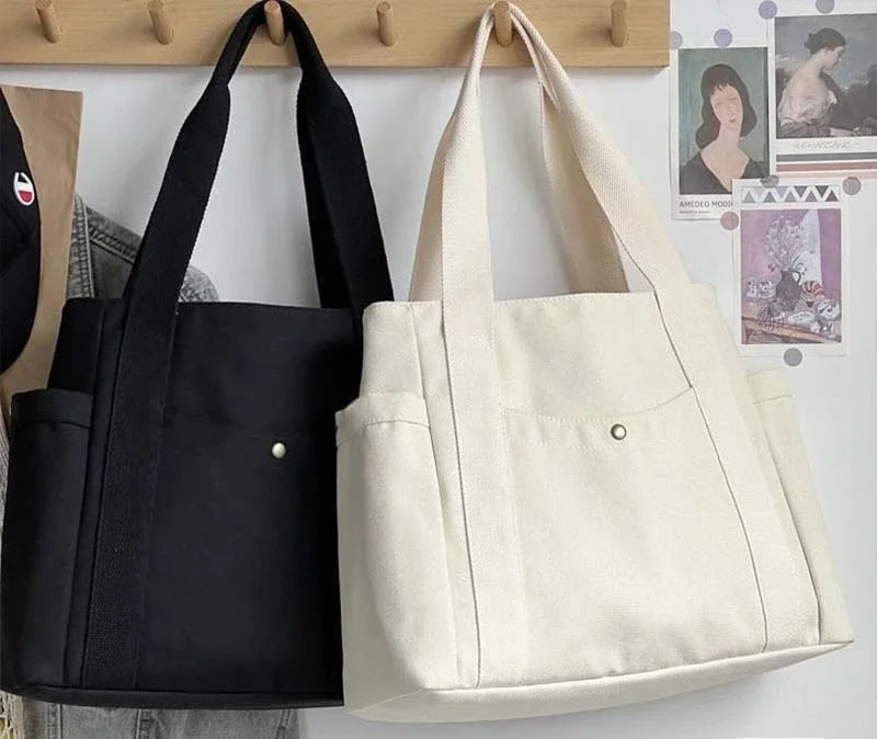 Large Canvas Tote – Work, College, & Commuting Shoulder Bag