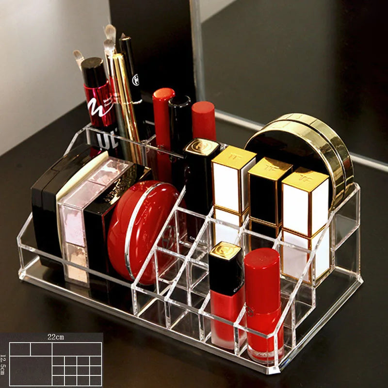 Acrylic Makeup Holder – Clear Lipstick & Brush Storage
