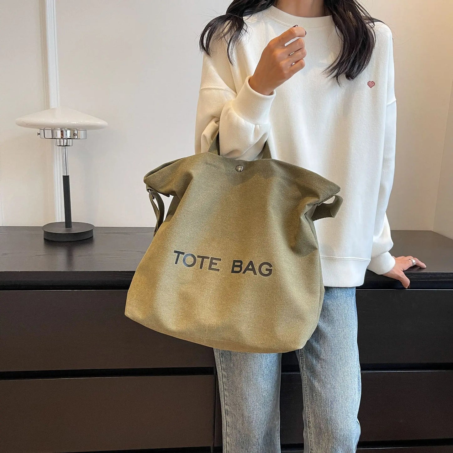 Thickened Canvas Tote – Large Shoulder Bag for Women