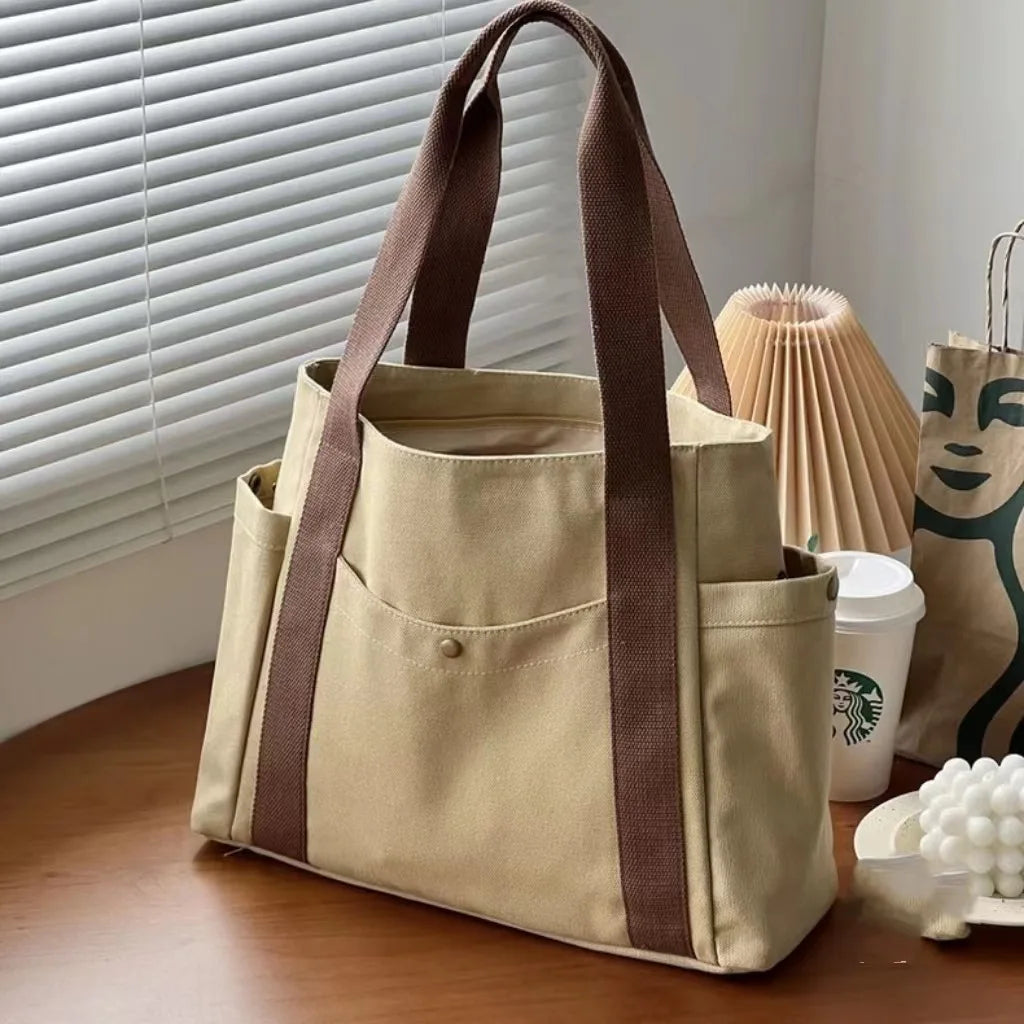 Large Canvas Tote – Work, College, & Commuting Shoulder Bag