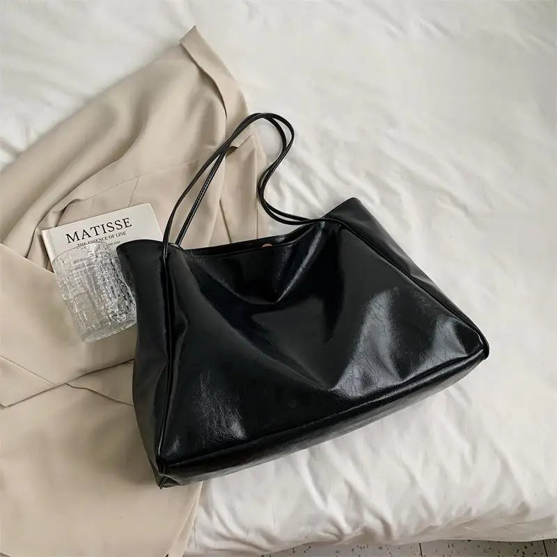 Women’s PU Leather Tote – Retro Crossbody, Large Bag