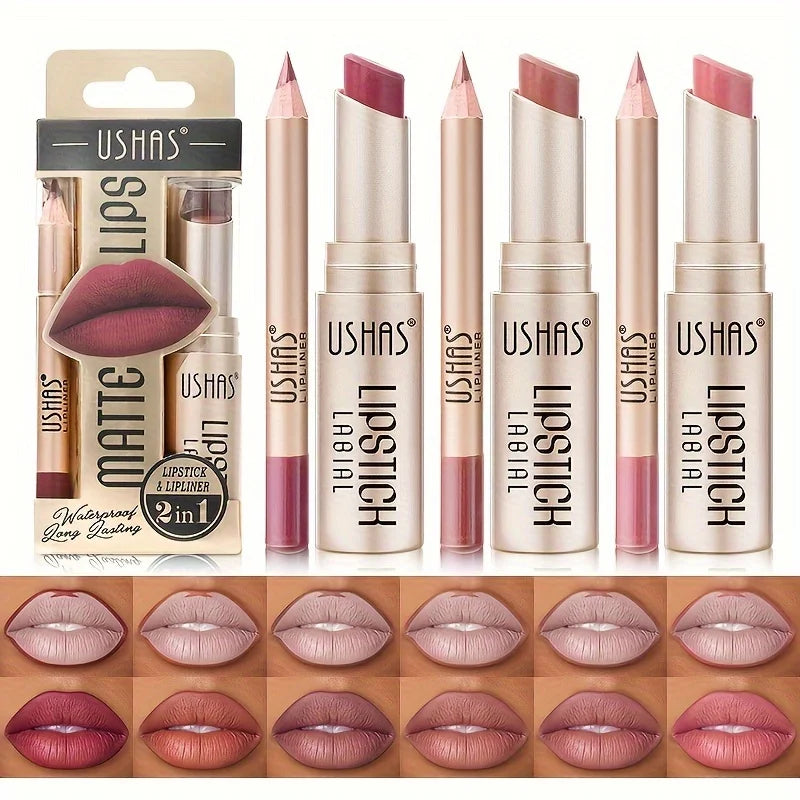 USHAS 12-Color Matte Lip Set – Long-Lasting