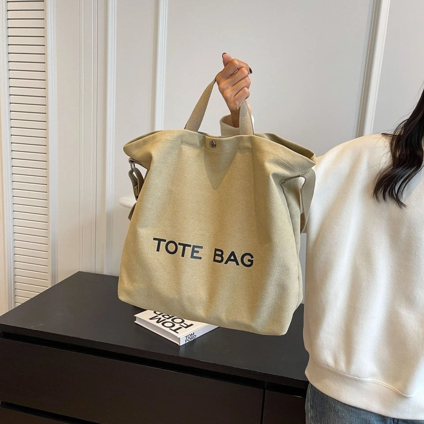 Thickened Canvas Tote – Large Shoulder Bag for Women