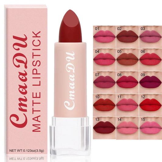 1PC Matte Lipstick – Waterproof, 15 Shades