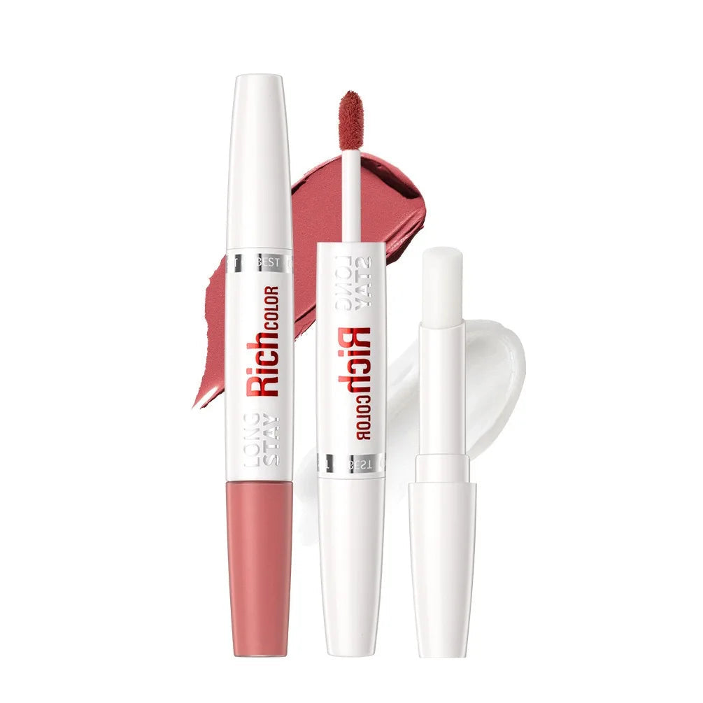 8-Color Double-Ended Lip Gloss – Non-Stick & Waterproof