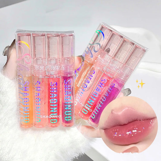 4 PCS Water-Gloss Lip Gloss – Shiny & Hydrating