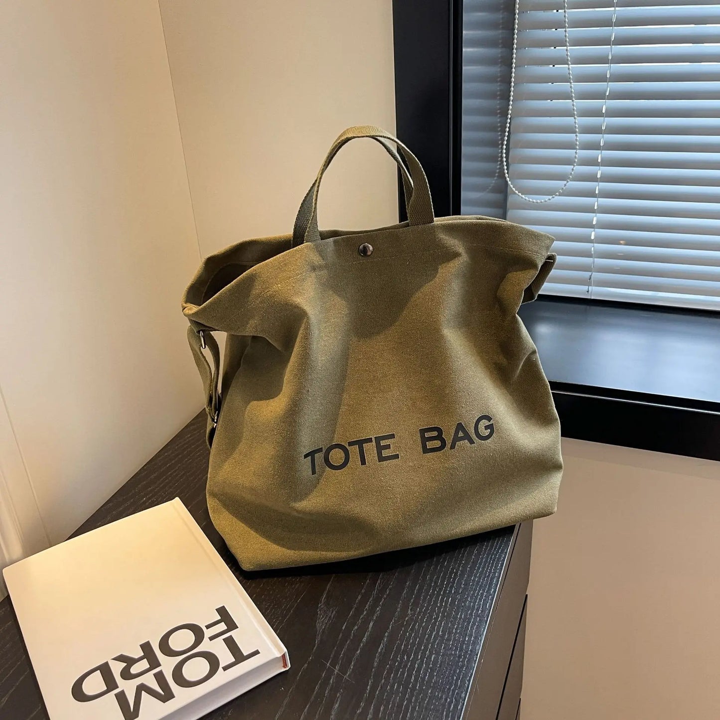 Thickened Canvas Tote – Large Shoulder Bag for Women