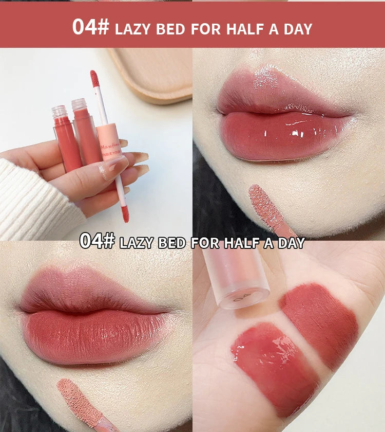 2-in-1 Lip Gloss – Velvet Matte + Glossy Glow