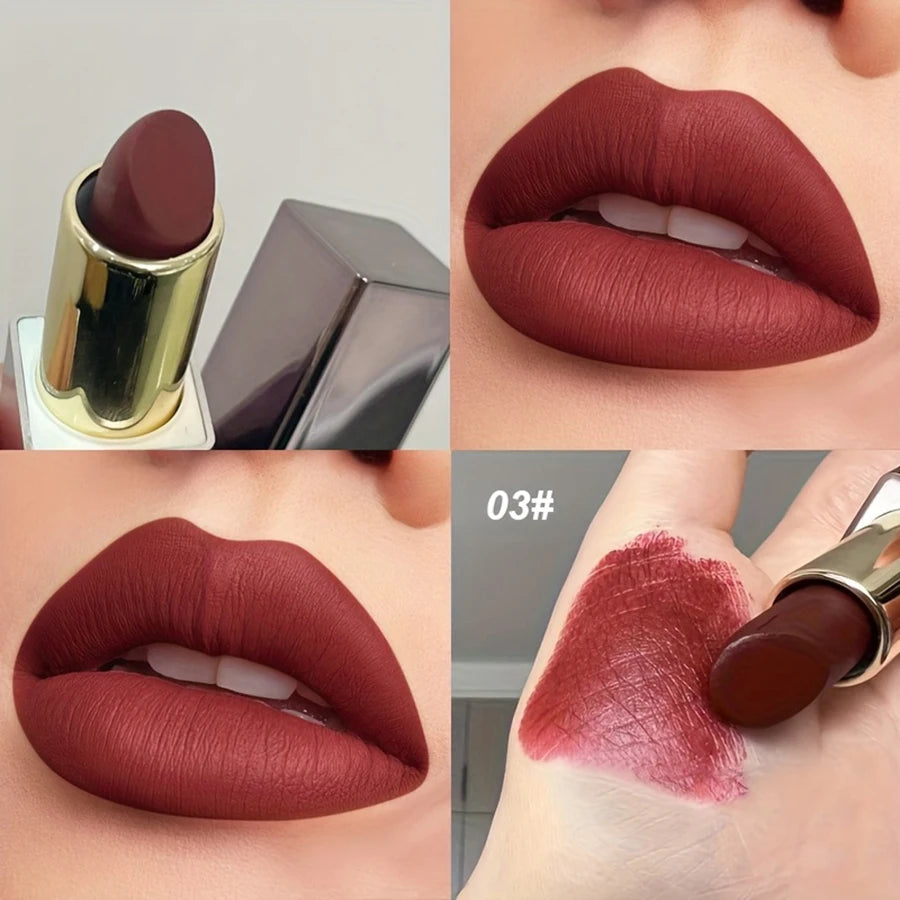 3 Shades Matte Velvet Lipstick – Waterproof & Bold