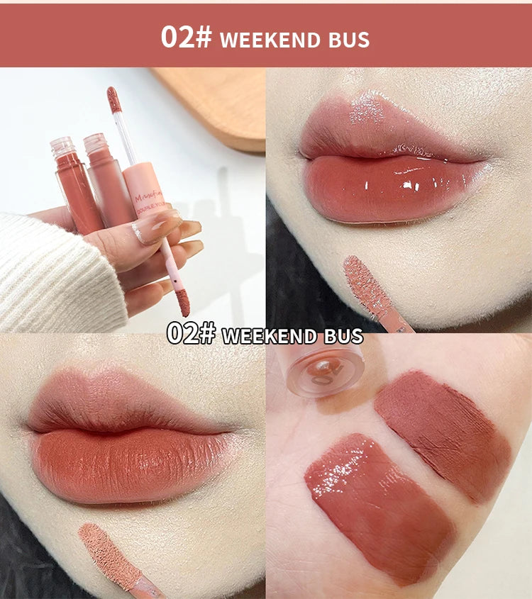 2-in-1 Lip Gloss – Velvet Matte + Glossy Glow