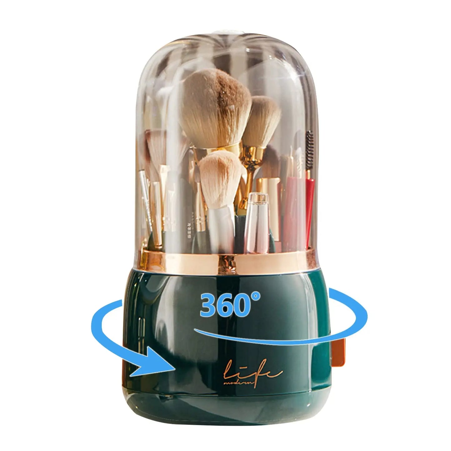 Makeup Brush Organizer – 360° Rotating, Dustproof