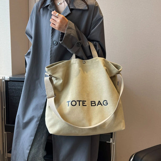 Thickened Canvas Tote – Large Shoulder Bag for Women