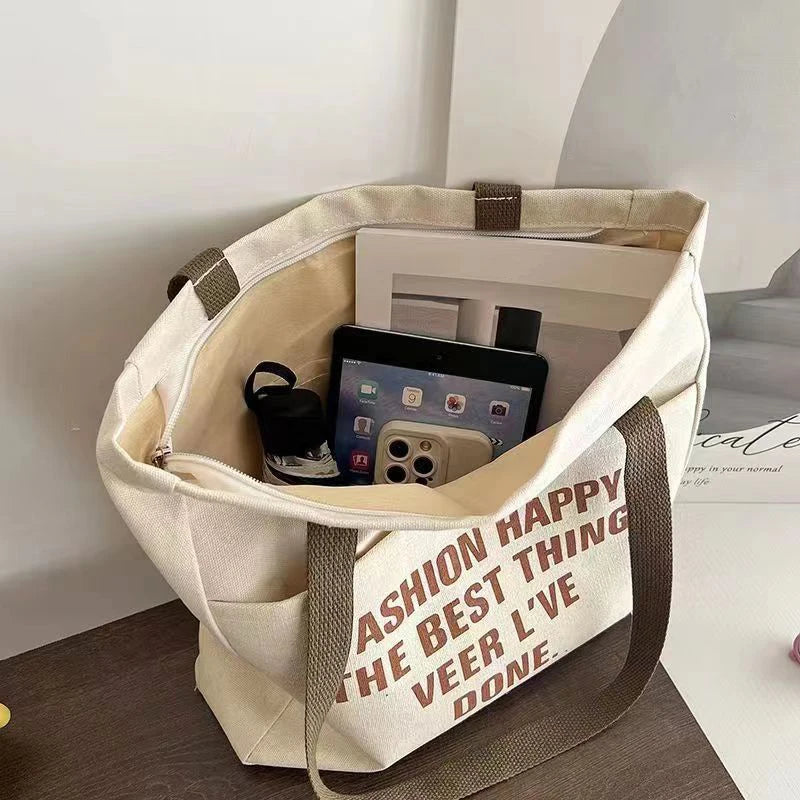 Thickened Canvas Tote – Large Shoulder Bag for Women