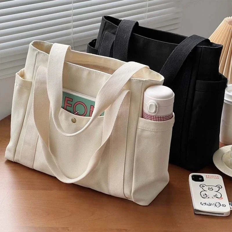 Large Canvas Tote – Work, College, & Commuting Shoulder Bag