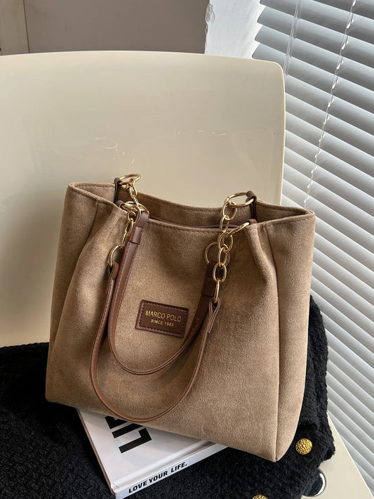Suede Large Commuter Tote for Women – One Shoulder Style