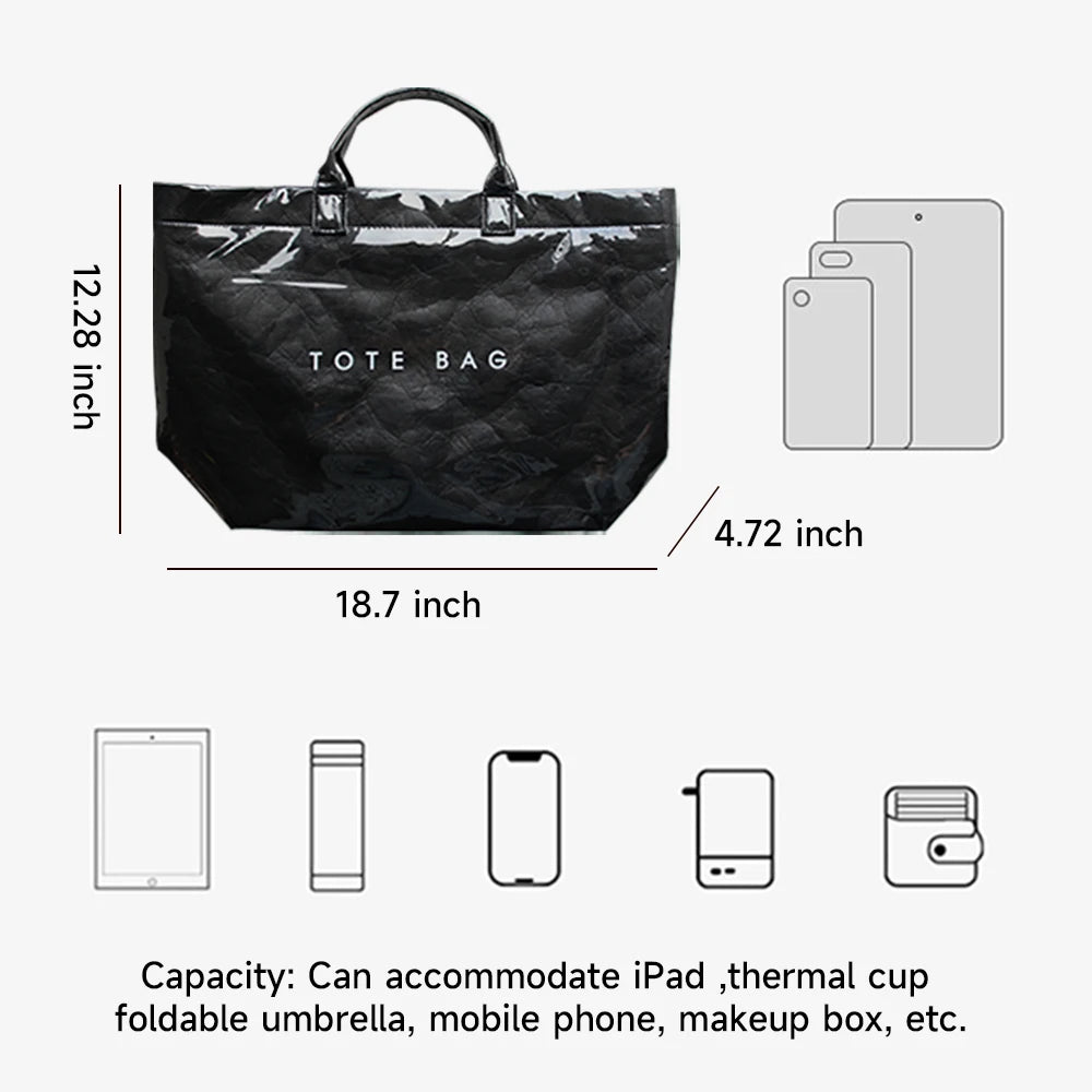 Women’s Solid Color Tote – Large Capacity, Fashion Bag