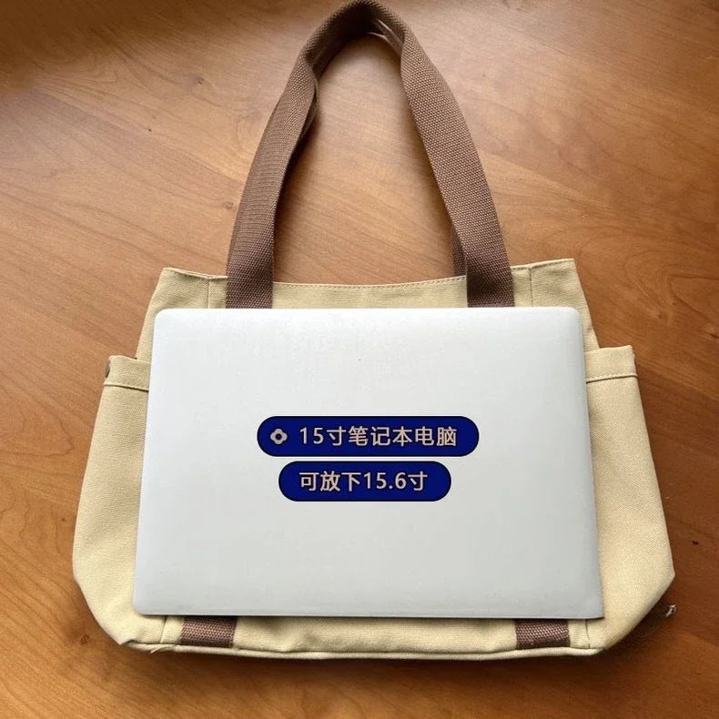 Large Canvas Tote – Work, College, & Commuting Shoulder Bag