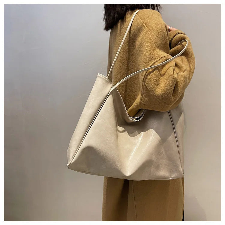 Women’s PU Leather Tote – Retro Crossbody, Large Bag