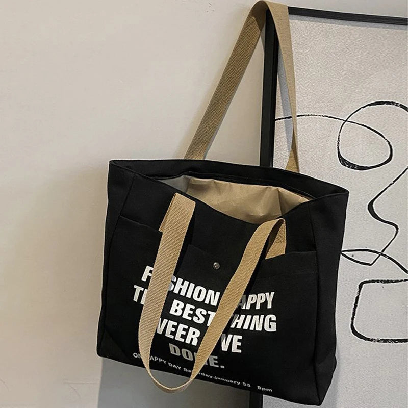 Thickened Canvas Tote – Large Shoulder Bag for Women