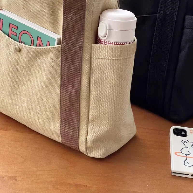 Large Canvas Tote – Work, College, & Commuting Shoulder Bag