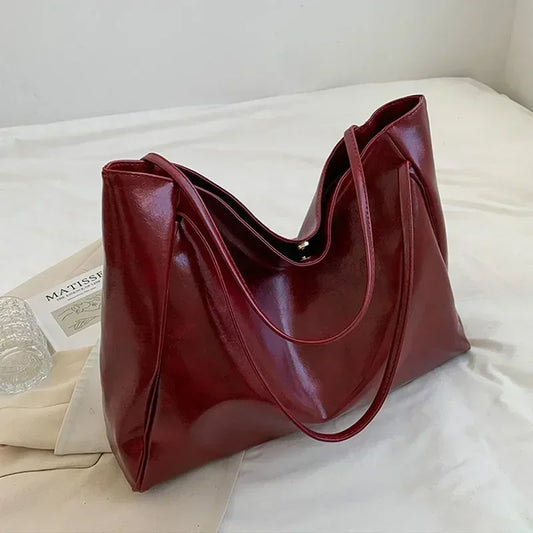 Women’s PU Leather Tote – Retro Crossbody, Large Bag