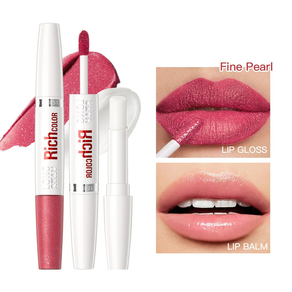 8-Color Double-Ended Lip Gloss – Non-Stick & Waterproof