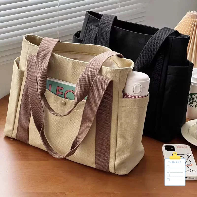 Large Canvas Tote – Work, College, & Commuting Shoulder Bag