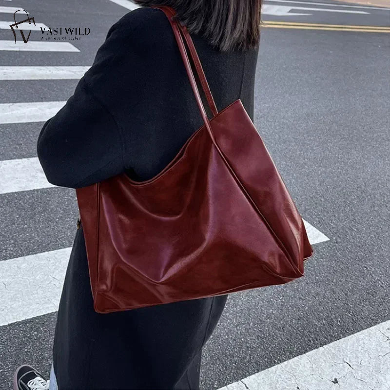 Women’s PU Leather Tote – Retro Crossbody, Large Bag