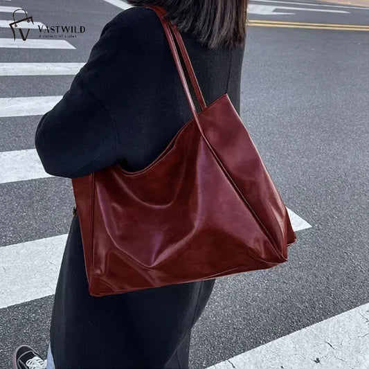 Women’s PU Leather Tote – Retro Crossbody, Large Bag