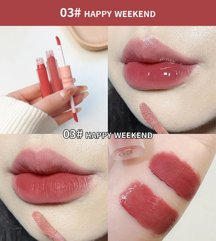 2-in-1 Lip Gloss – Velvet Matte + Glossy Glow