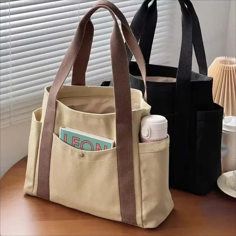 Large Canvas Tote – Work, College, & Commuting Shoulder Bag