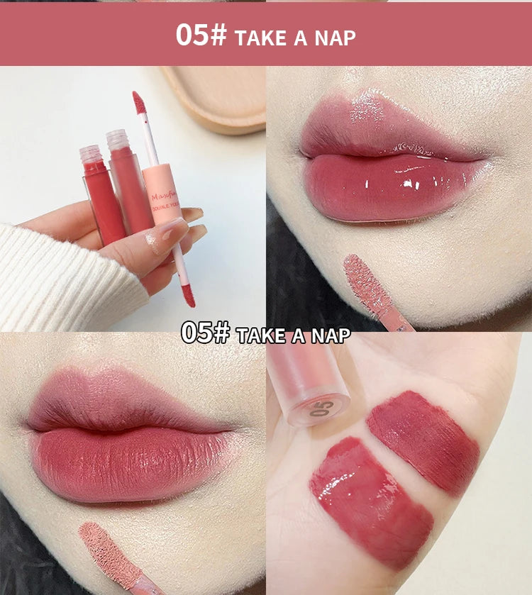 2-in-1 Lip Gloss – Velvet Matte + Glossy Glow