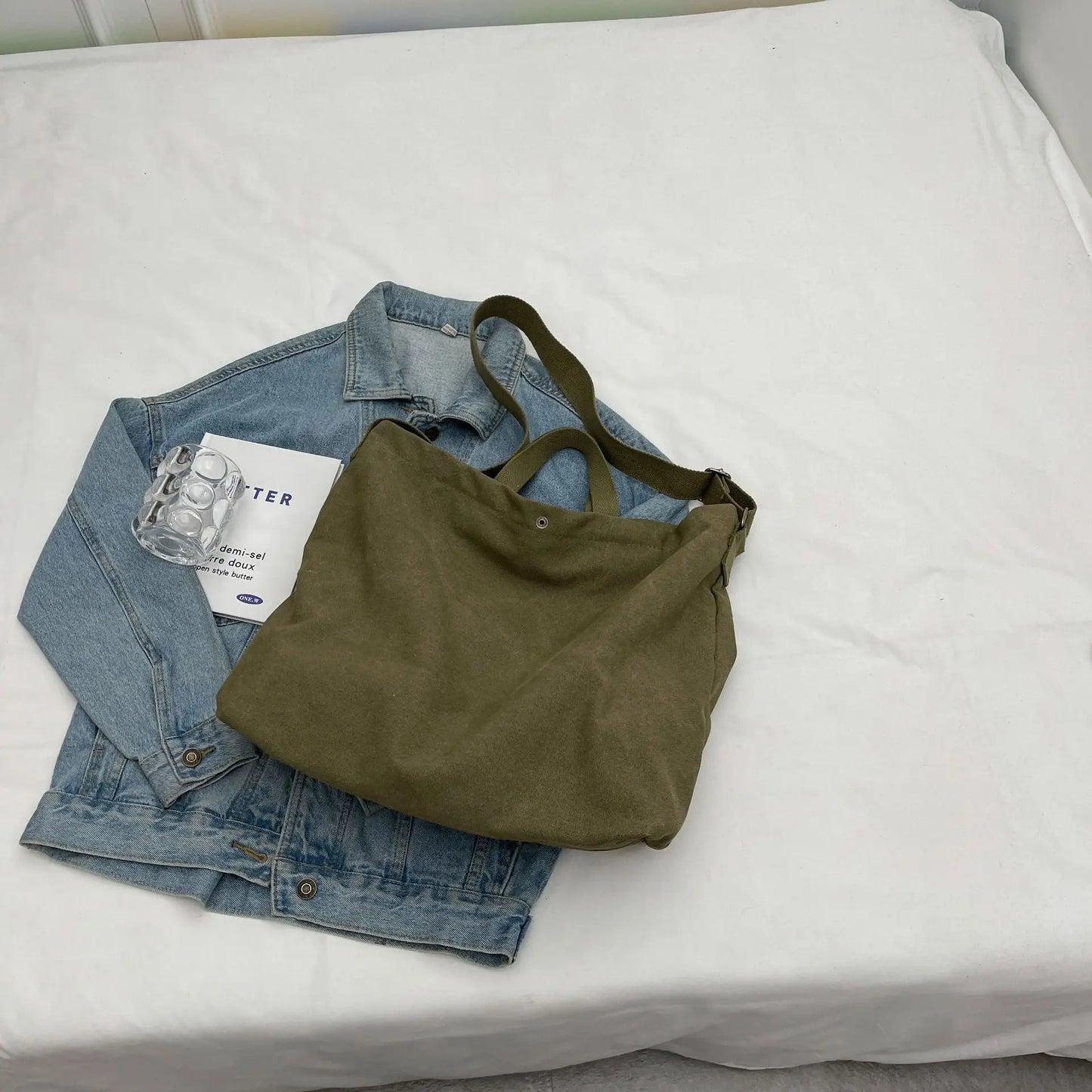 Thickened Canvas Tote – Large Shoulder Bag for Women
