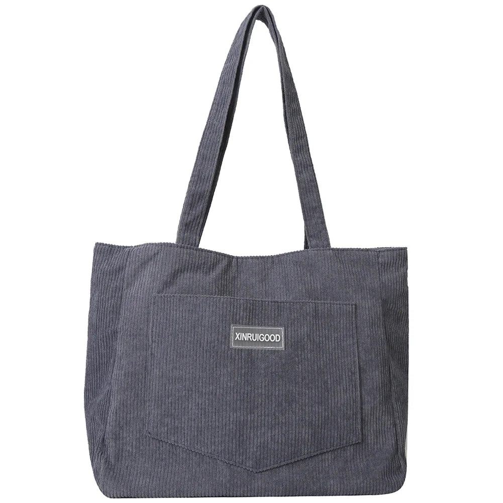 Corduroy Tote – Waterproof, Large Capacity Shoulder Bag