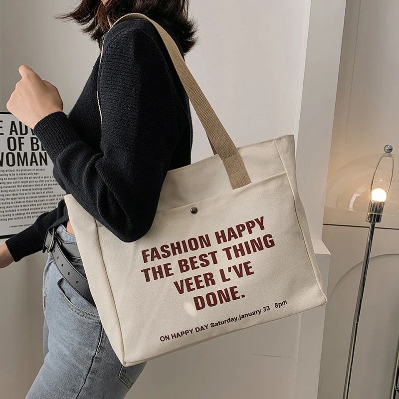 Thickened Canvas Tote – Large Shoulder Bag for Women